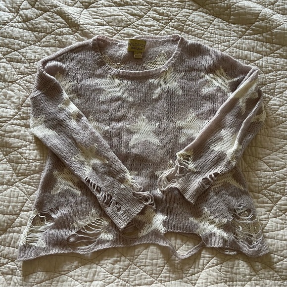 Wildfox White Label Seeing Stars Lennon Distressed Sweater lavender - Picture 2 of 5